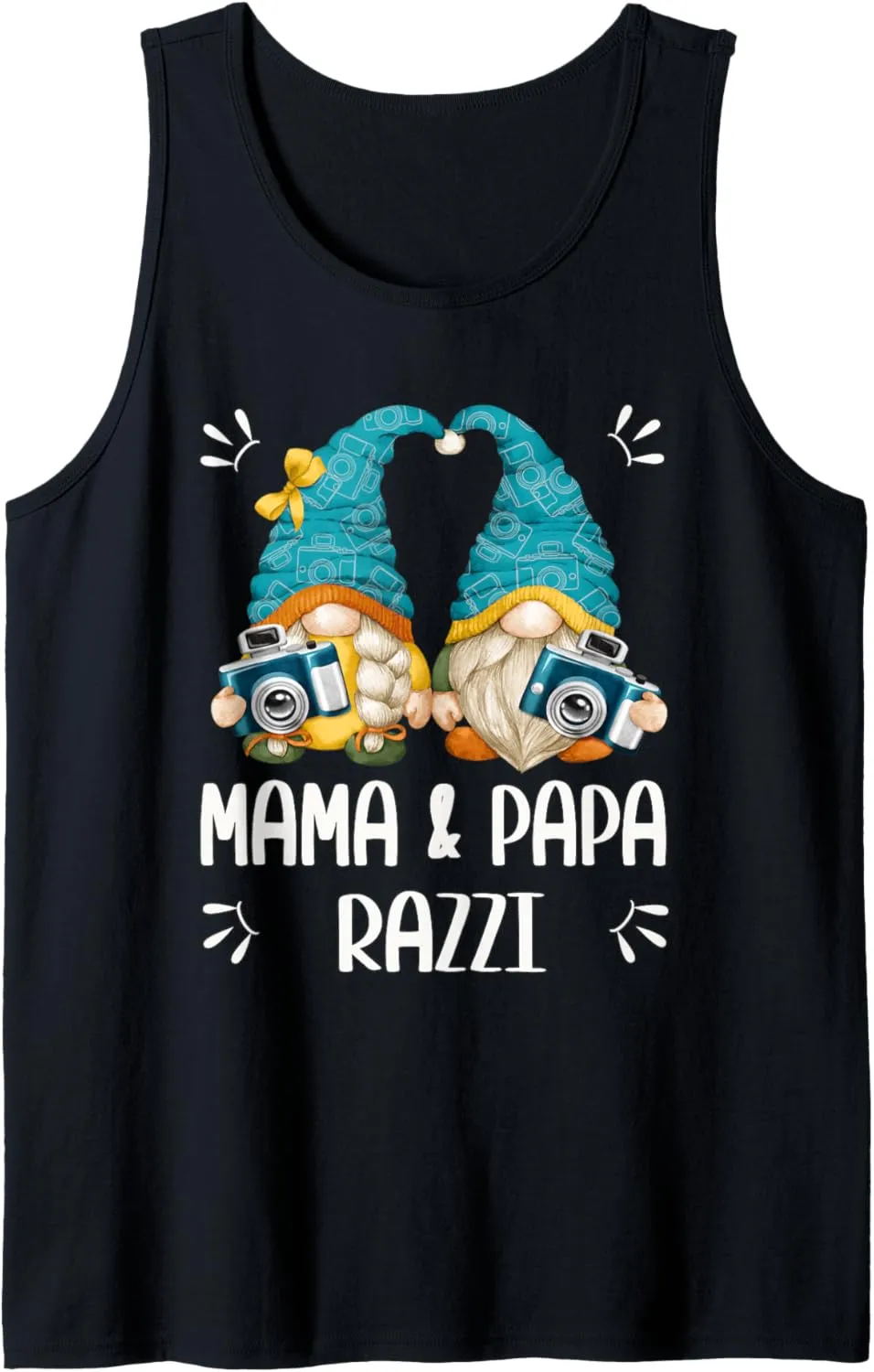 Gnome Mama And Papa Razzi For Mom And Dad Funny Photographer Tank Top