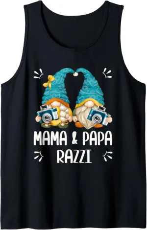 Gnome Mama And Papa Razzi For Mom And Dad Funny Photographer Tank Top