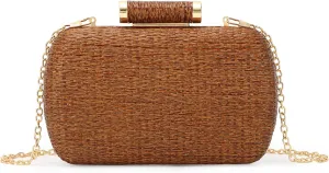 GOKTOW Small Straw Purse Clutch for Women,Woven Handbag Raffia Bag for Summer,Wicker Evening Bag for Party Wedding