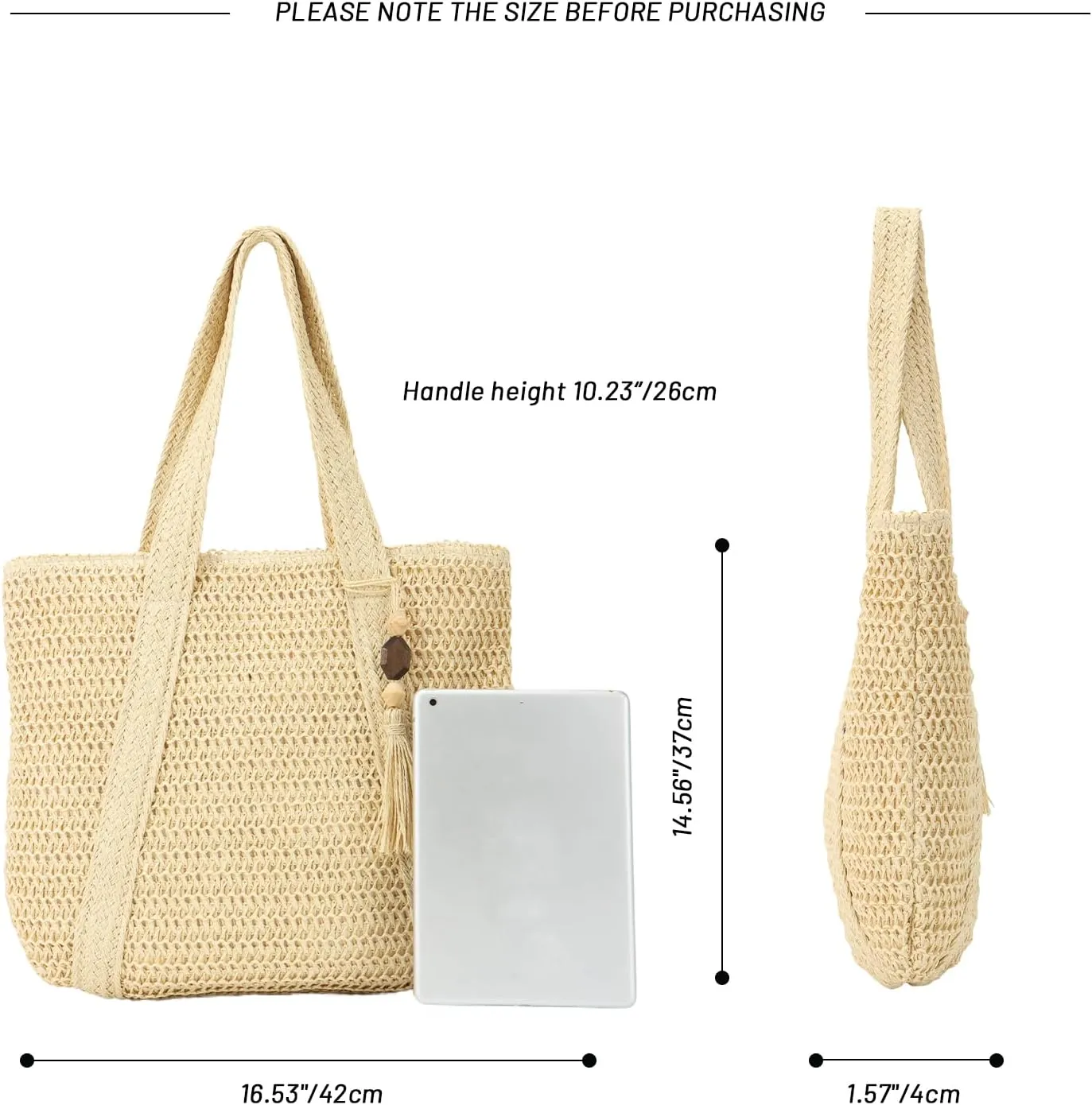 GOKTOW Straw Beach Tote Bag for Women,Raffia Woven Shoulder Handbags for Summer Vacation 2024
