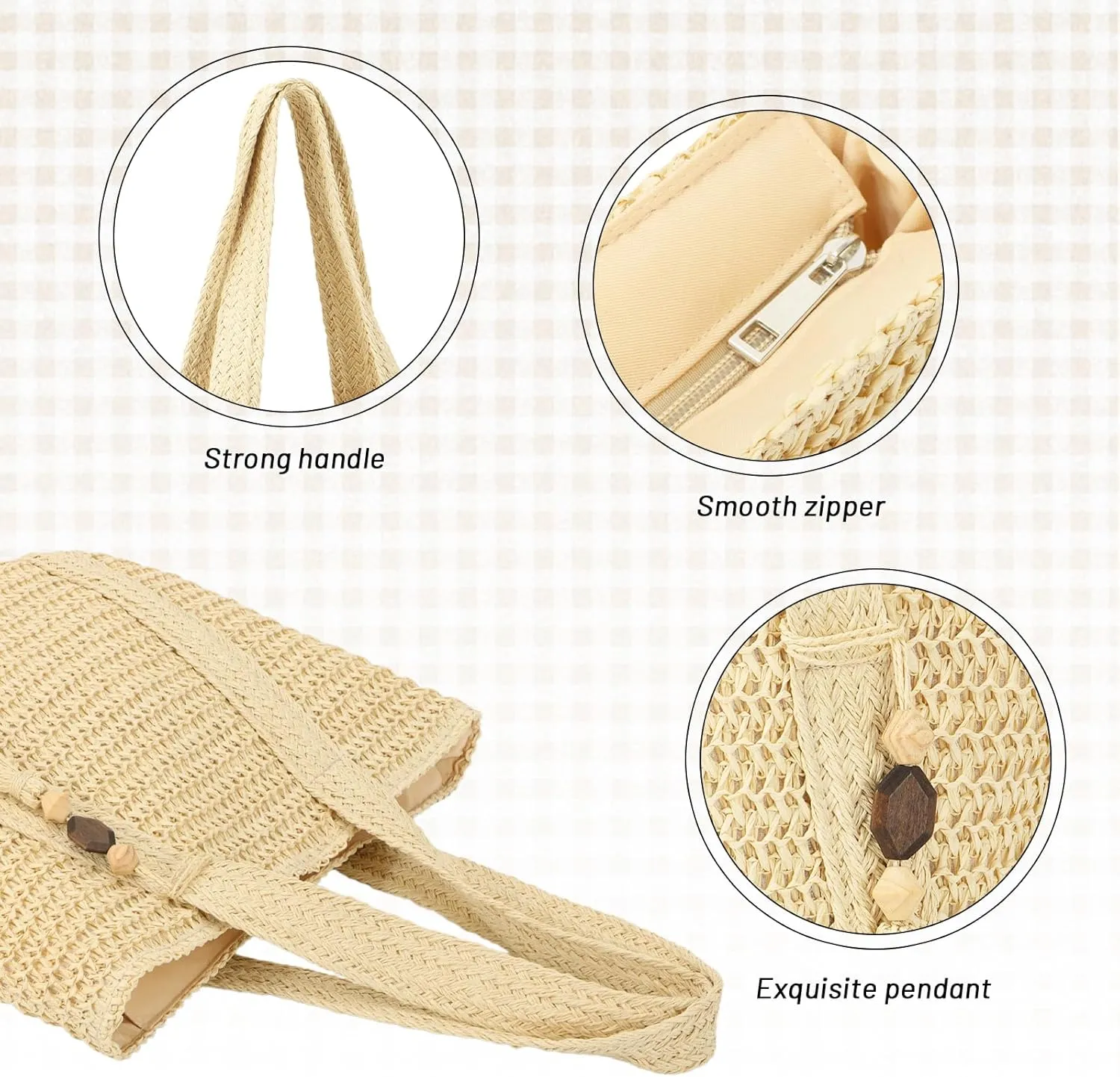 GOKTOW Straw Beach Tote Bag for Women,Raffia Woven Shoulder Handbags for Summer Vacation 2024
