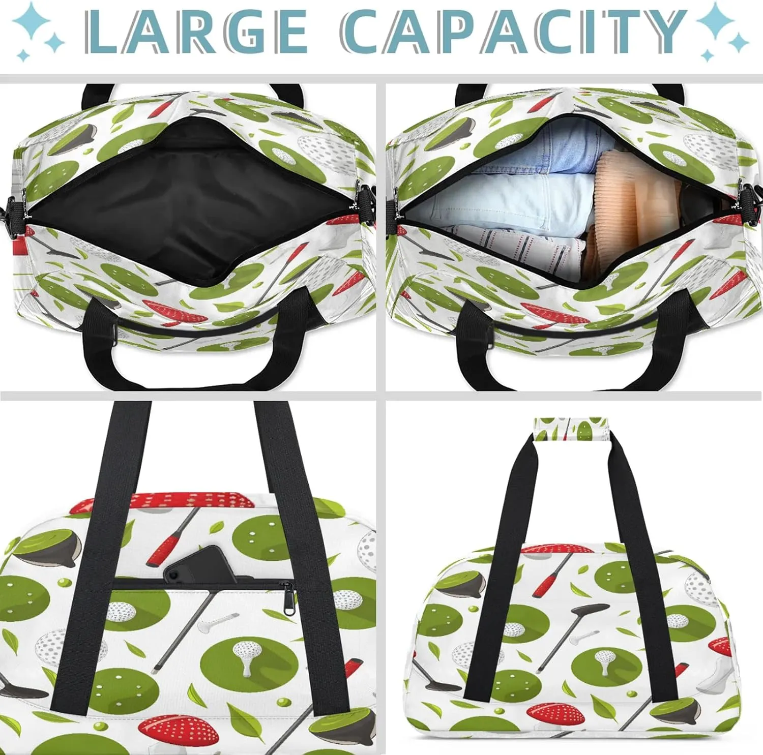 Golf Club Small Gym Bag 18 inch Carry On Duffel Bag for Weekender Travel Sports Workout Yoga Gymnastics Dance Ballet