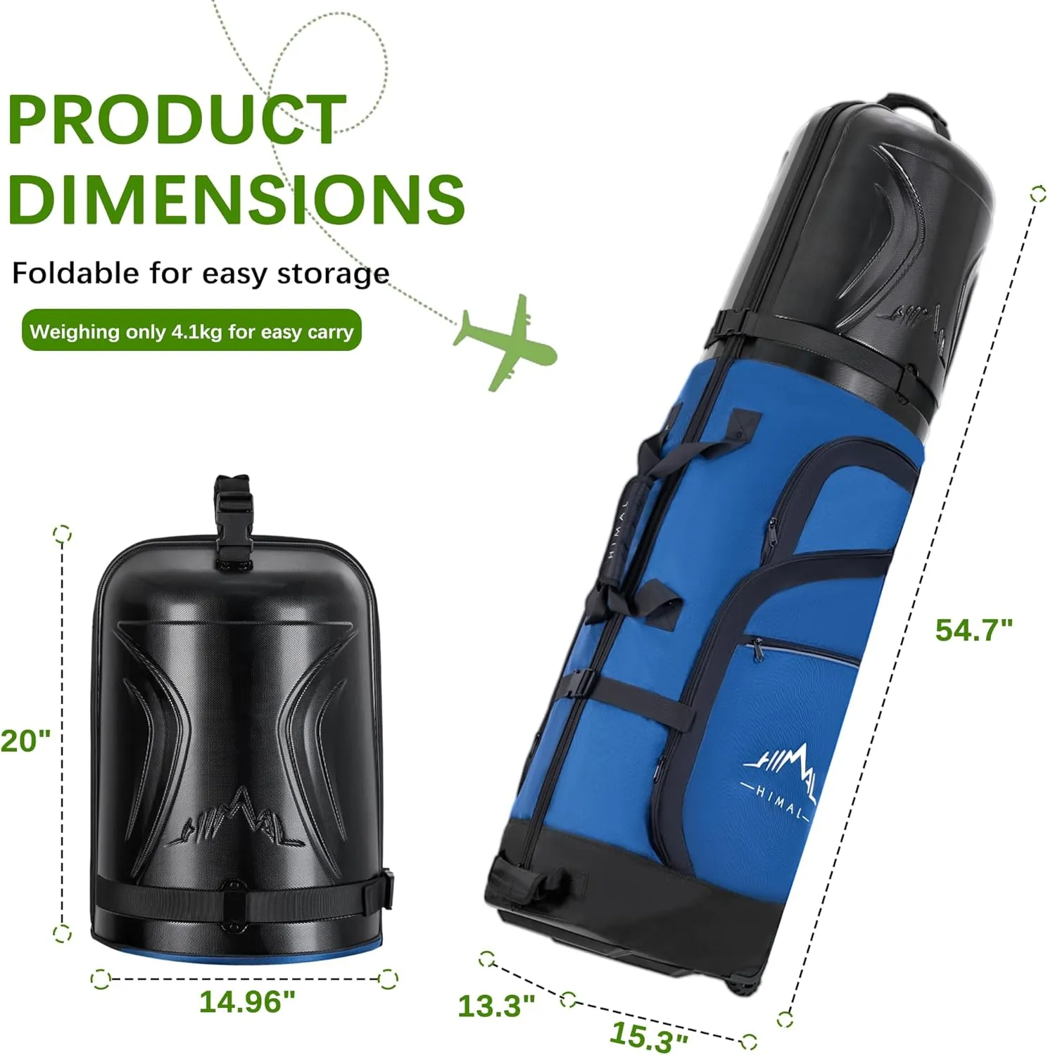 Golf Travel Bag with PC Hard Case Top, 1680D Heavy Duty Oxford Fabric Golf clubs Travel Bags for Airlines with Wheels, Wear-Resistant, Foldable