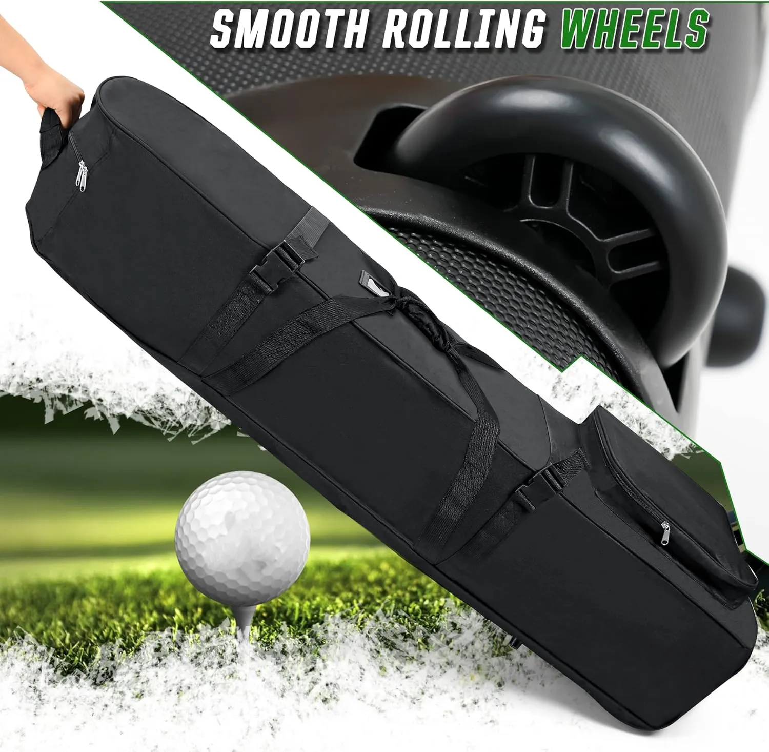Golf Travel Bags for Airlines with Adjustable Support Rod and Detachable Shoulder Straps, Soft Foldable Golf Club Travel Covers, 900D Heavy Duty Oxford -Universal Size