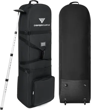 Golf Travel Bags for Airlines with Adjustable Support Rod and Detachable Shoulder Straps, Soft Foldable Golf Club Travel Covers, 900D Heavy Duty Oxford -Universal Size