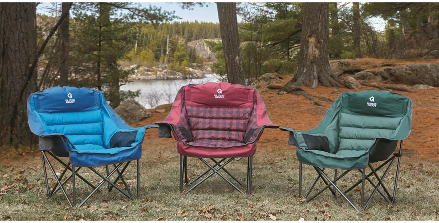 Guide Gear Oversized Extra Large Padded Camping Chair, Portable, Folding, Large Camp Lounge Beach Chairs for Outdoor, Adults, Men and Women, Heavy-Duty 400 Pound Capacity, with Cup Holder