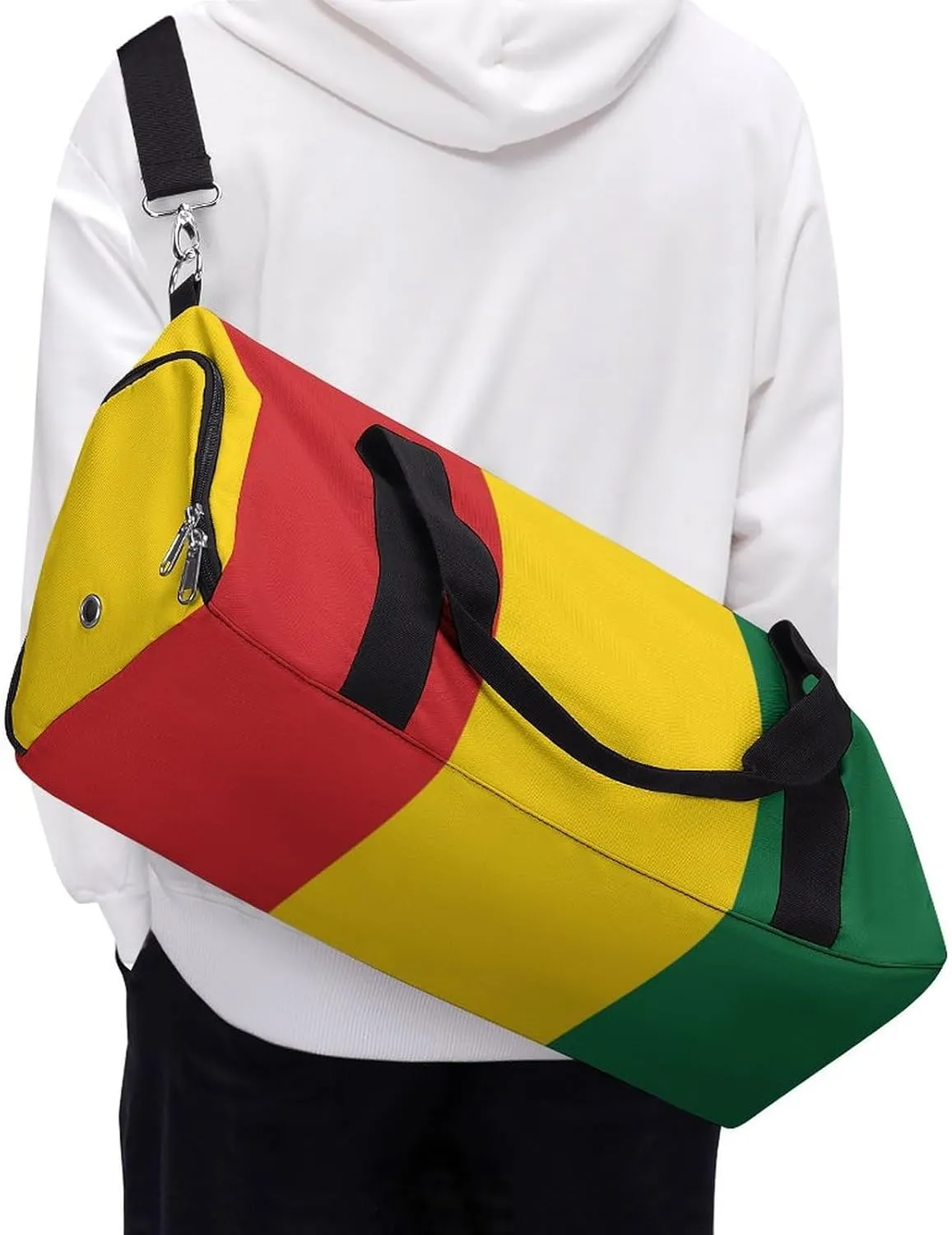Guinea Flag Sports Duffel Bag for Men Women with Wet Pocket Shoe Compartment
