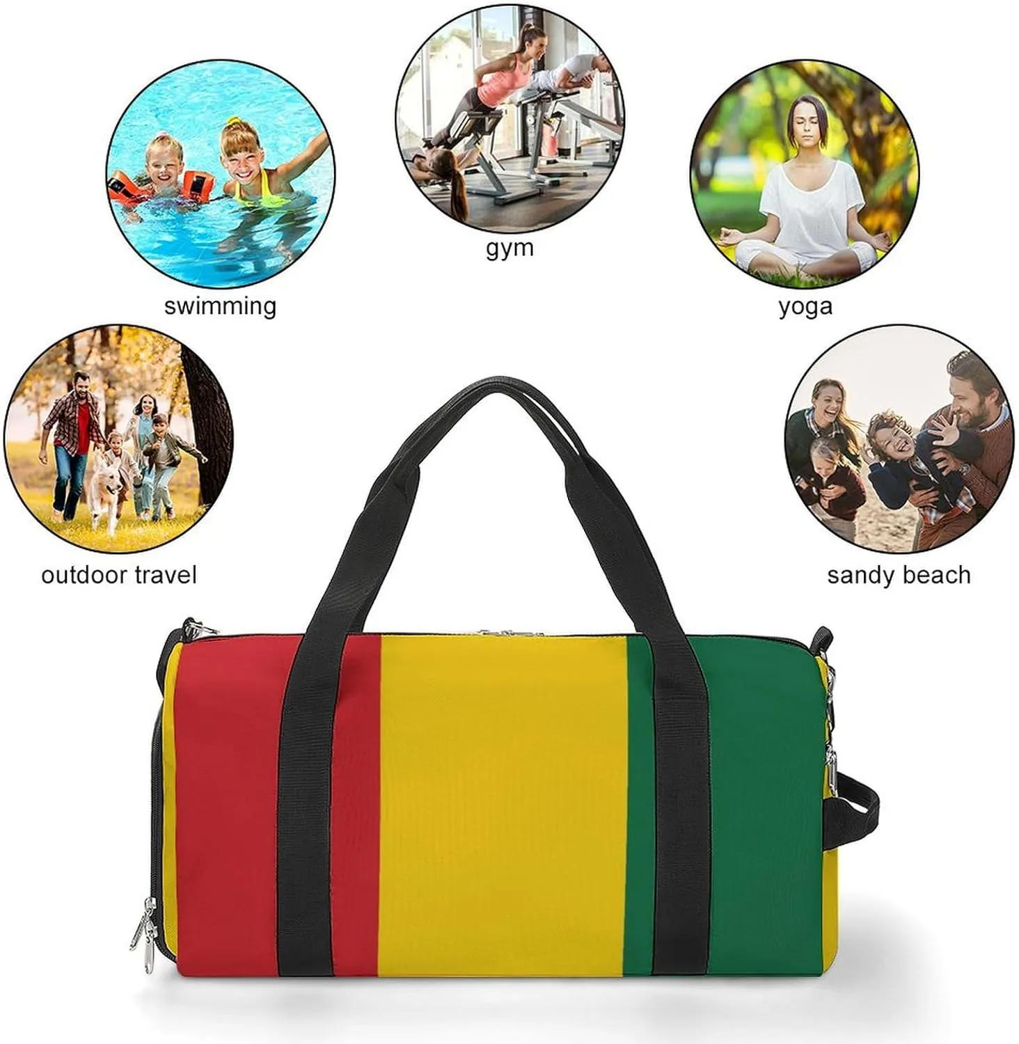 Guinea Flag Sports Duffel Bag for Men Women with Wet Pocket Shoe Compartment