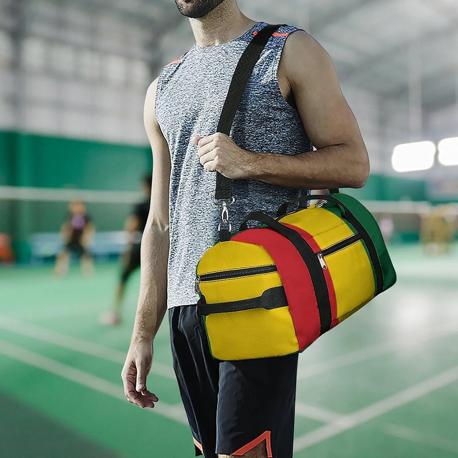 Guinea Flag Sports Duffel Bag for Men Women with Wet Pocket Shoe Compartment