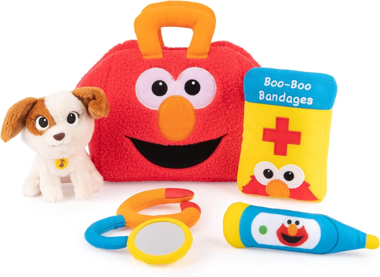GUND Sesame Street Official Furry Friends Forever Elmo & Tango Checkup Playset, Premium Plush Sensory Playset for Ages 1 & Up, Red, 8”