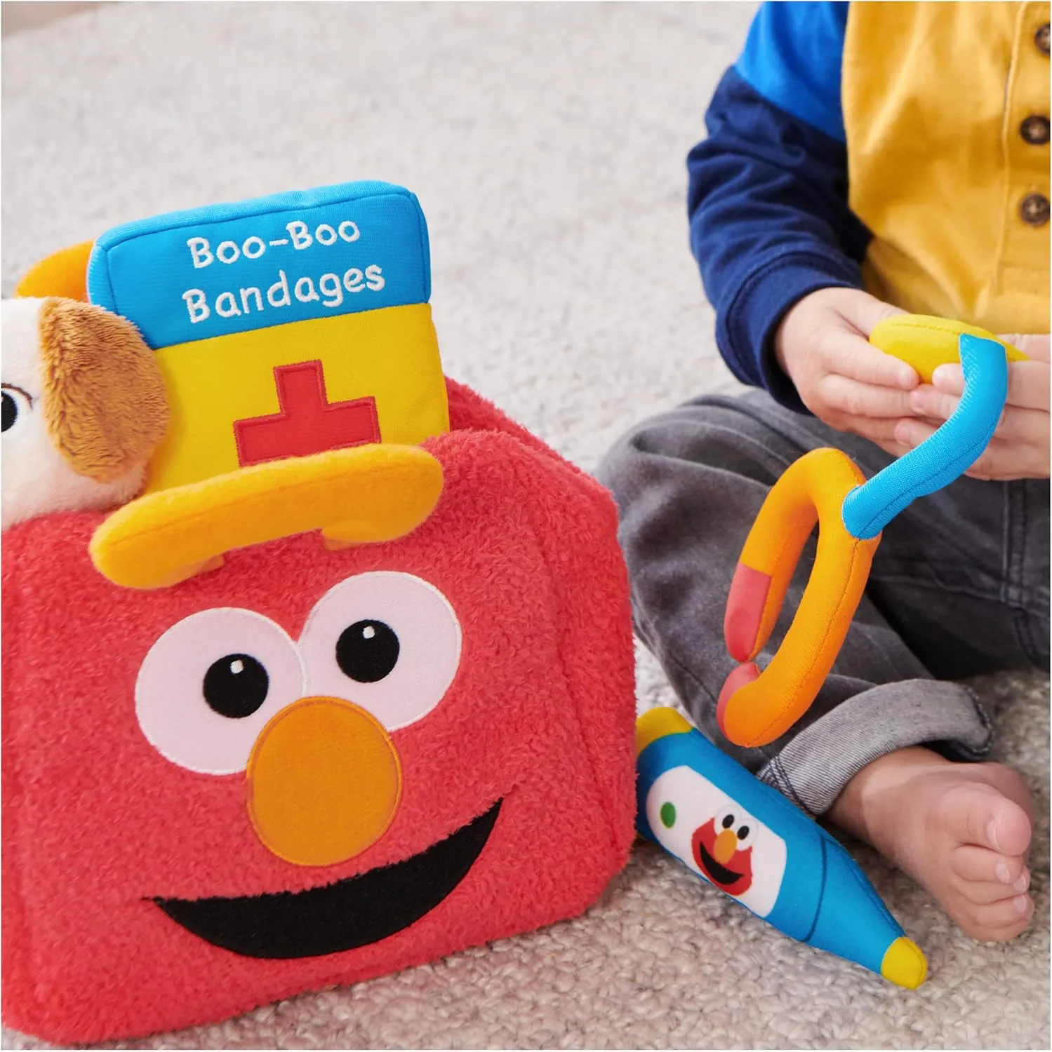GUND Sesame Street Official Furry Friends Forever Elmo & Tango Checkup Playset, Premium Plush Sensory Playset for Ages 1 & Up, Red, 8”