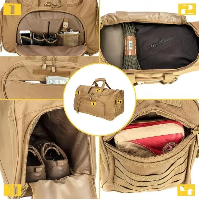 Gym Bag for Women & Men Tactical Duffle Military Weekender Travel Work Out Bags Lightweight Waterproof Sports Tote Shoe Pocket