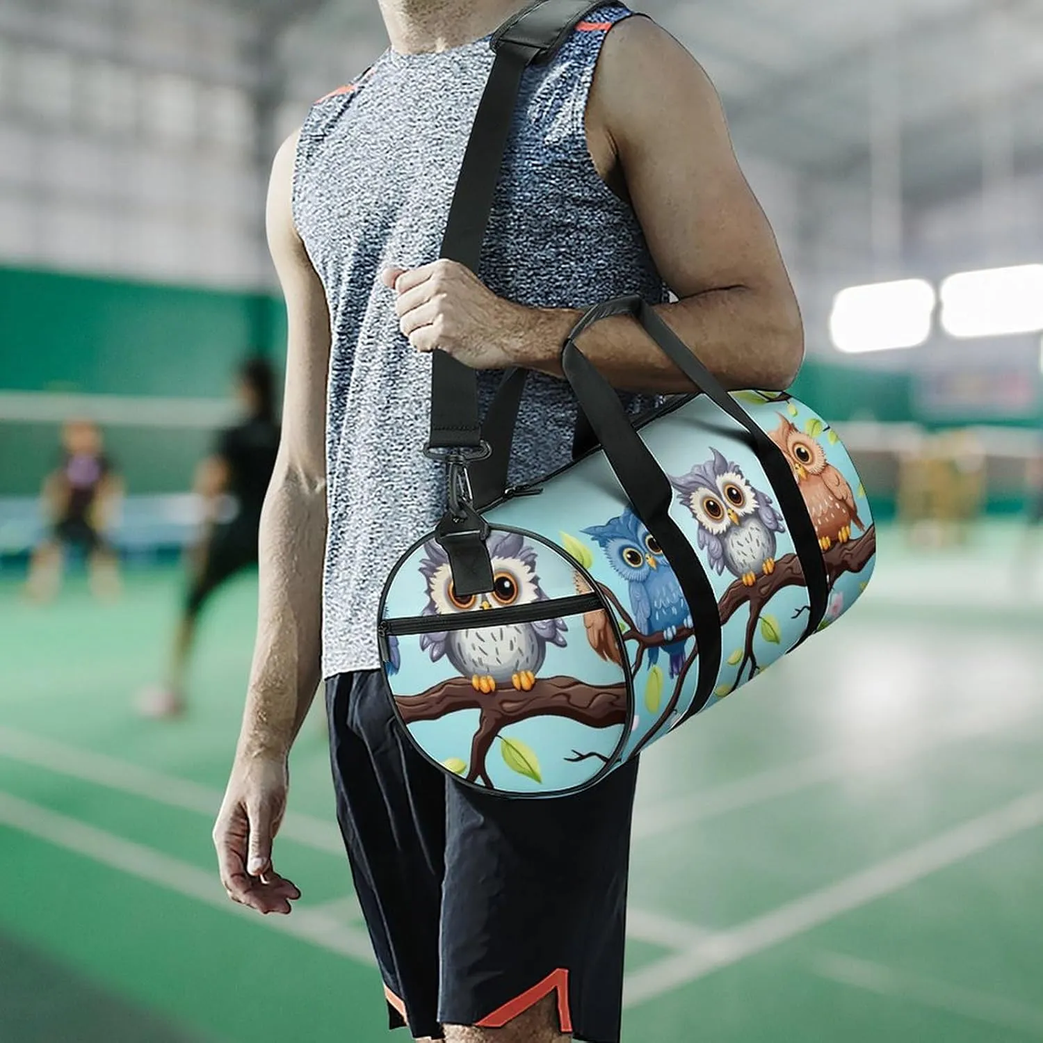 Gym Bag Owls On A Branch Duffel Bag for Men Women Overnight Bag with Shoe Compartment Workout Bags