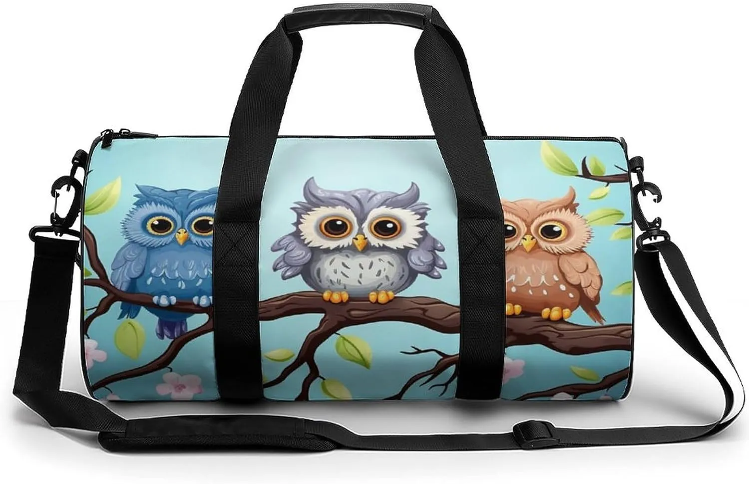 Gym Bag Owls On A Branch Duffel Bag for Men Women Overnight Bag with Shoe Compartment Workout Bags