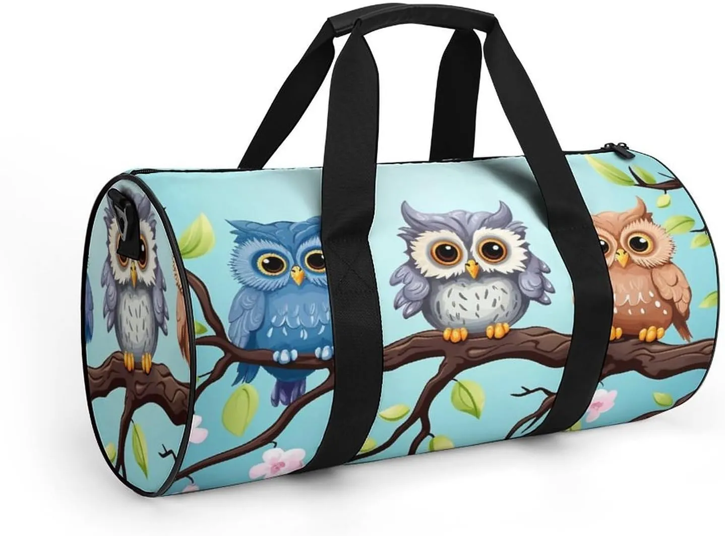 Gym Bag Owls On A Branch Duffel Bag for Men Women Overnight Bag with Shoe Compartment Workout Bags