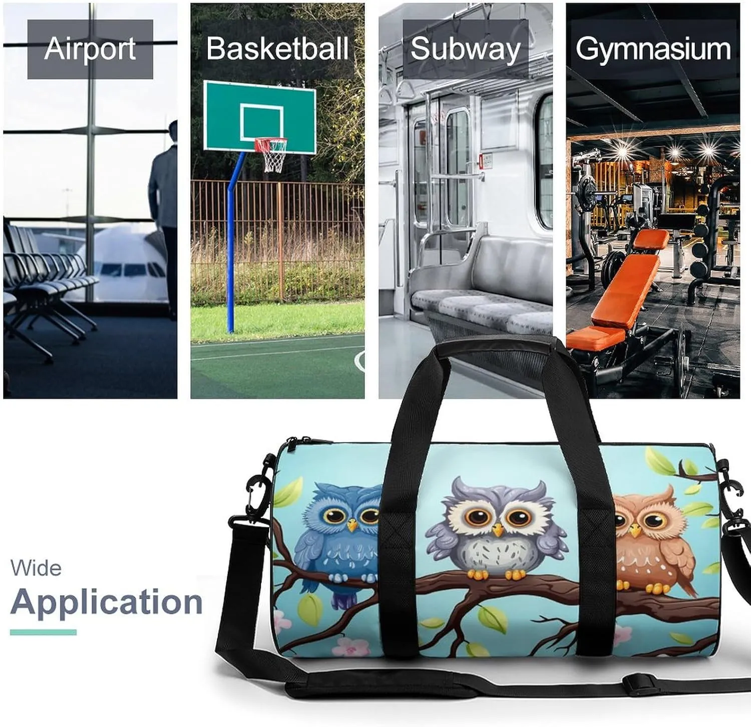 Gym Bag Owls On A Branch Duffel Bag for Men Women Overnight Bag with Shoe Compartment Workout Bags
