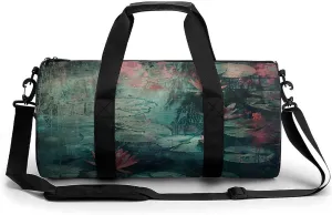 Gym Bag Water Lily Pond Duffel Bag for Men Women Overnight Bag with Shoe Compartment Workout Bags