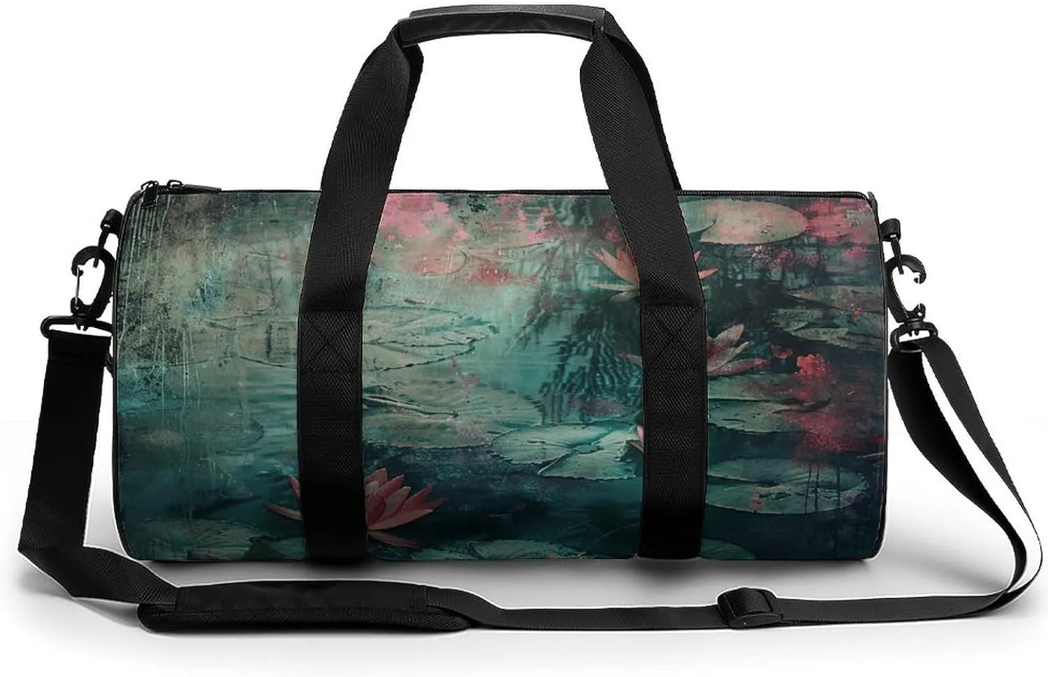 Gym Bag Water Lily Pond Duffel Bag for Men Women Overnight Bag with Shoe Compartment Workout Bags