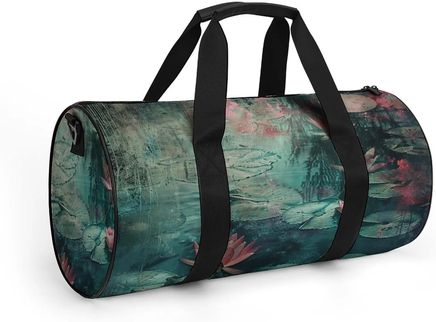 Gym Bag Water Lily Pond Duffel Bag for Men Women Overnight Bag with Shoe Compartment Workout Bags