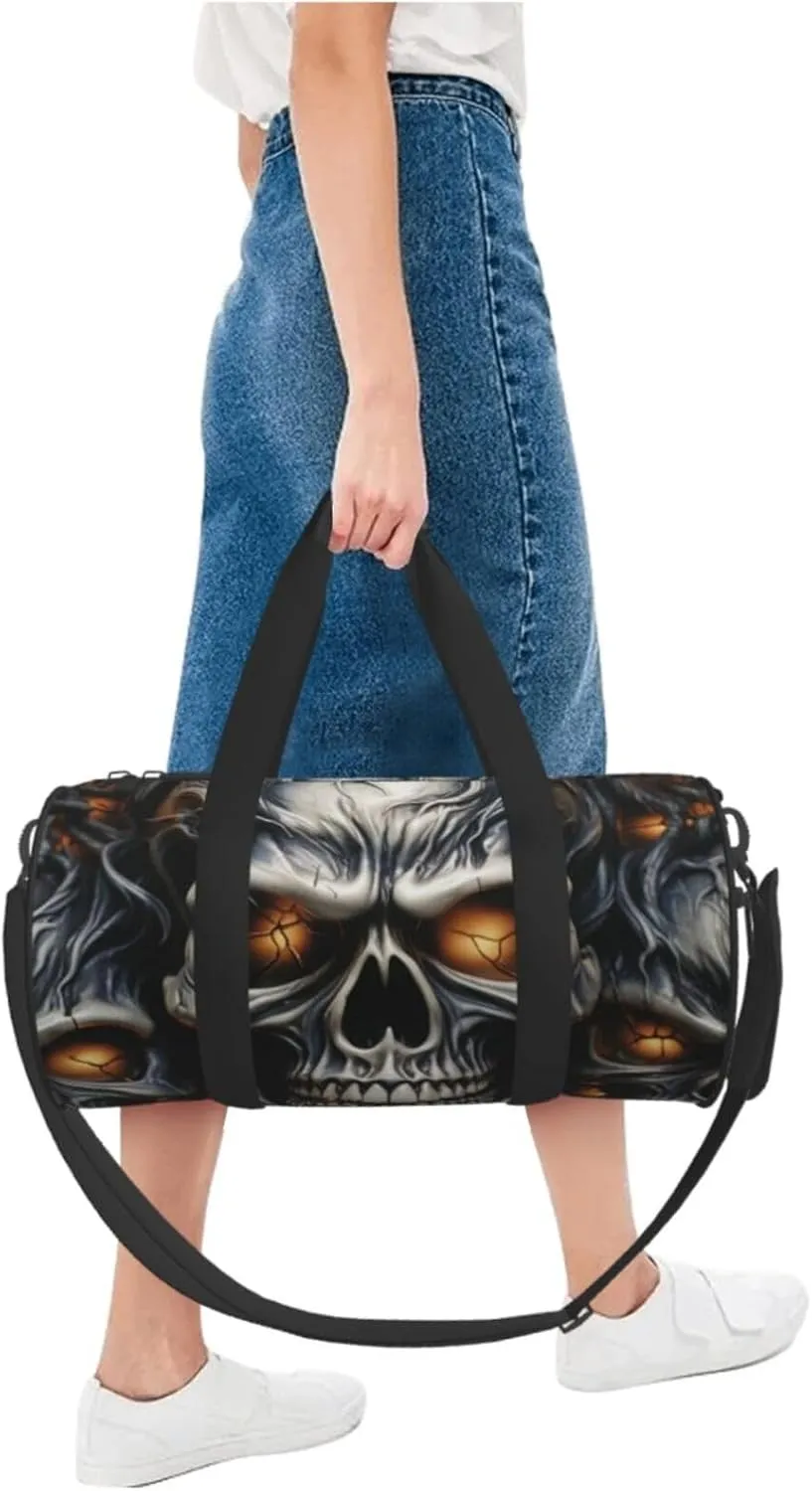 Gym Bags Small Cool Evil Skull Duffel Bag Overnight Bag with Shoe Compartment Carryon Bag for Men Women
