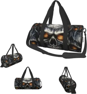 Gym Bags Small Cool Evil Skull Duffel Bag Overnight Bag with Shoe Compartment Carryon Bag for Men Women
