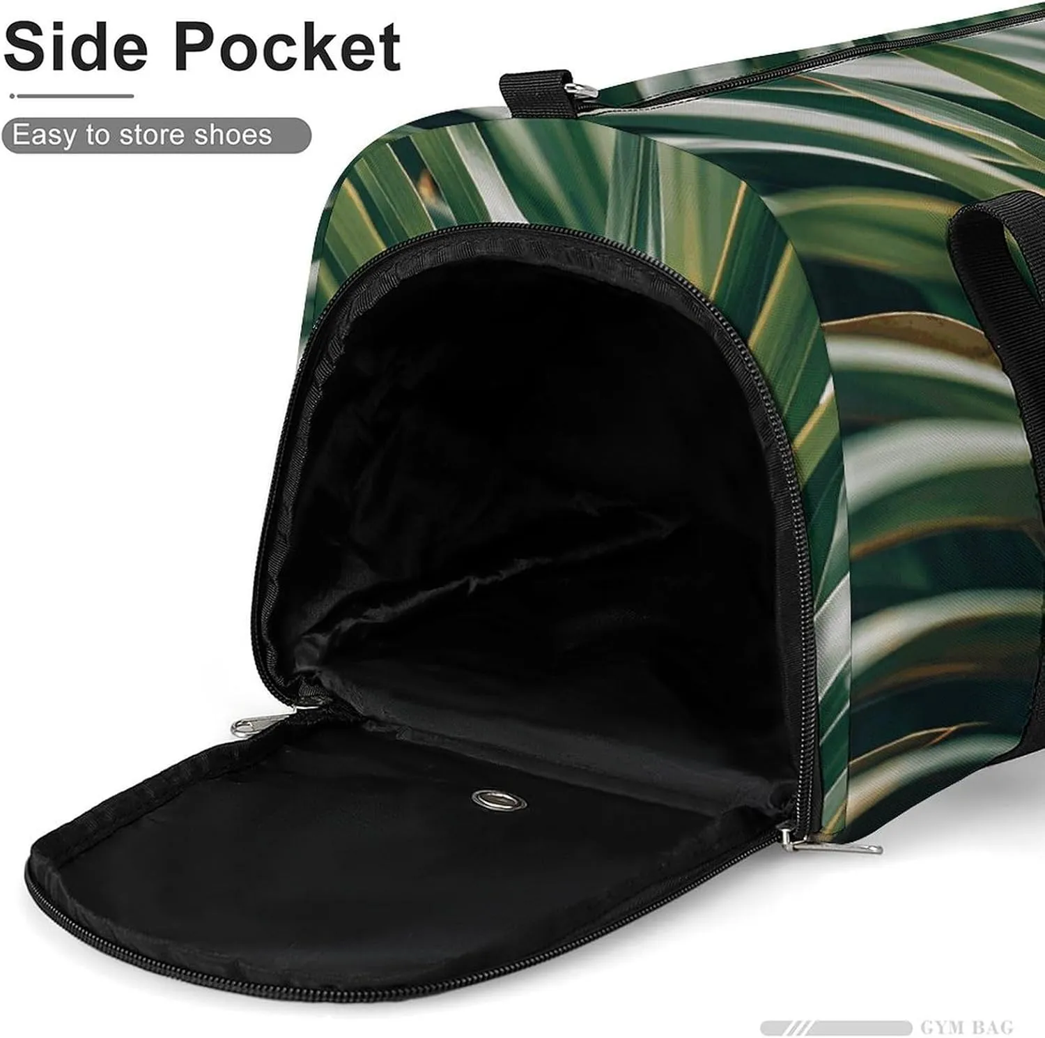 Gym Bags Small Green Leaves of Palm Tree Tropical Plant Duffel Bag Overnight Bag with Shoe Compartment Carryon Bag for Men Women