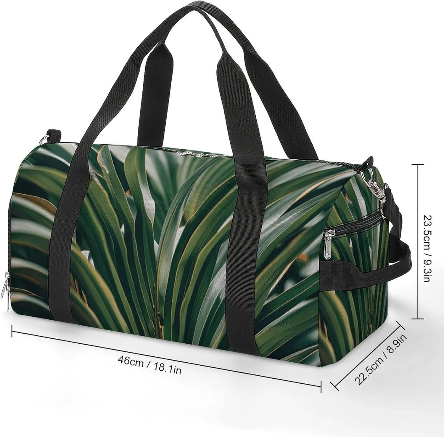 Gym Bags Small Green Leaves of Palm Tree Tropical Plant Duffel Bag Overnight Bag with Shoe Compartment Carryon Bag for Men Women