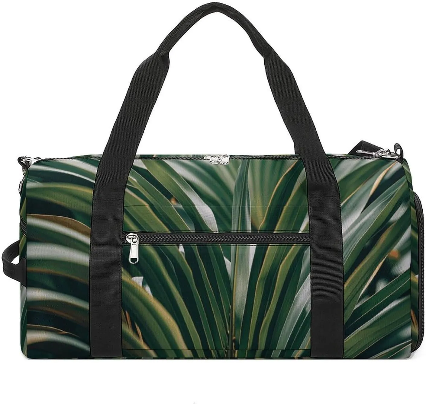 Gym Bags Small Green Leaves of Palm Tree Tropical Plant Duffel Bag Overnight Bag with Shoe Compartment Carryon Bag for Men Women