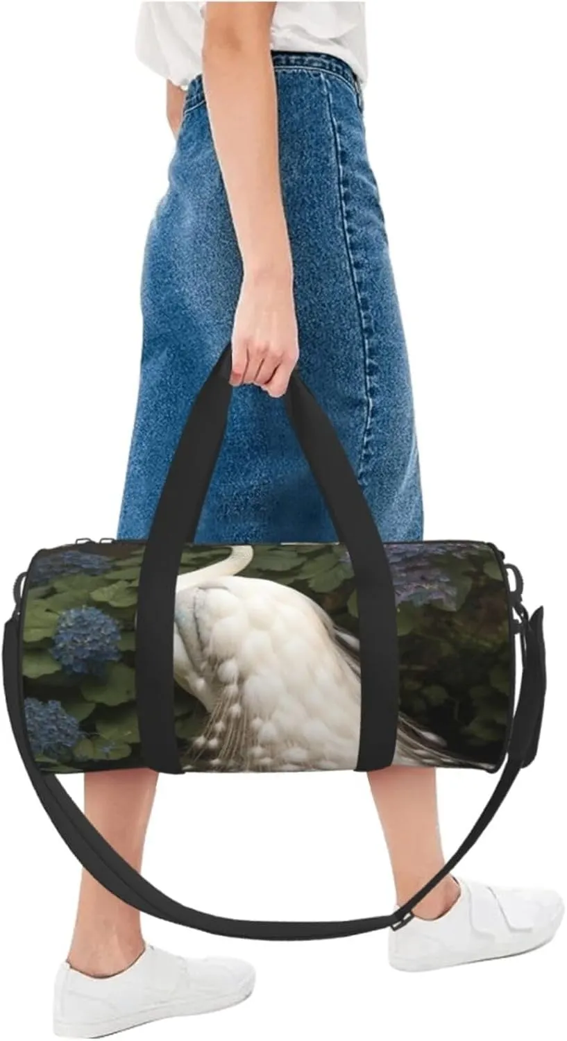 Gym Bags Small White Peacock Duffel Bag Overnight Bag with Shoe Compartment Carryon Bag for Men Women