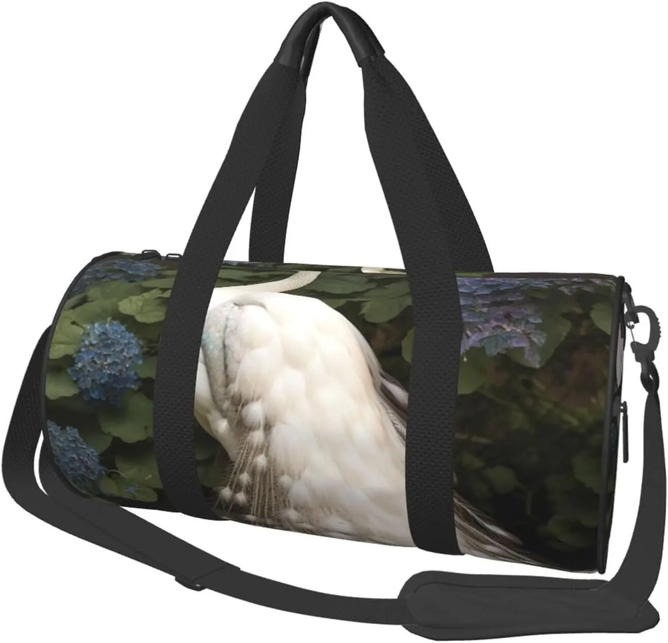 Gym Bags Small White Peacock Duffel Bag Overnight Bag with Shoe Compartment Carryon Bag for Men Women