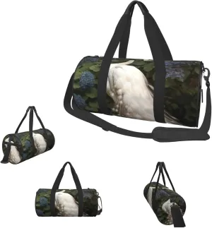 Gym Bags Small White Peacock Duffel Bag Overnight Bag with Shoe Compartment Carryon Bag for Men Women