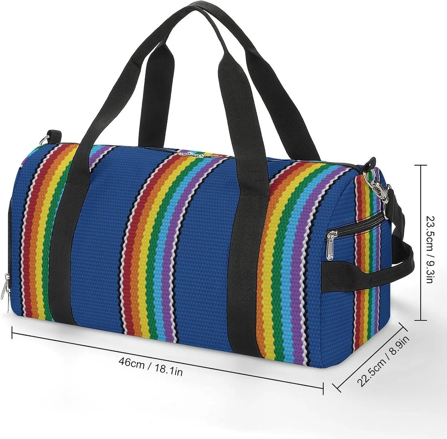 Gym Duffel Bag with Shoe Compartment Wet Pocket, Ethnic Blue Style Travel Bag for Men Women