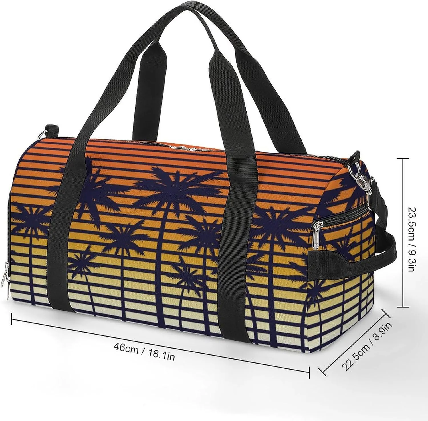 Gym Duffel Bag with Shoe Compartment Wet Pocket, Palms Trees Travel Bag for Men Women