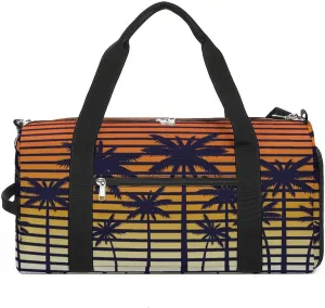 Gym Duffel Bag with Shoe Compartment Wet Pocket, Palms Trees Travel Bag for Men Women