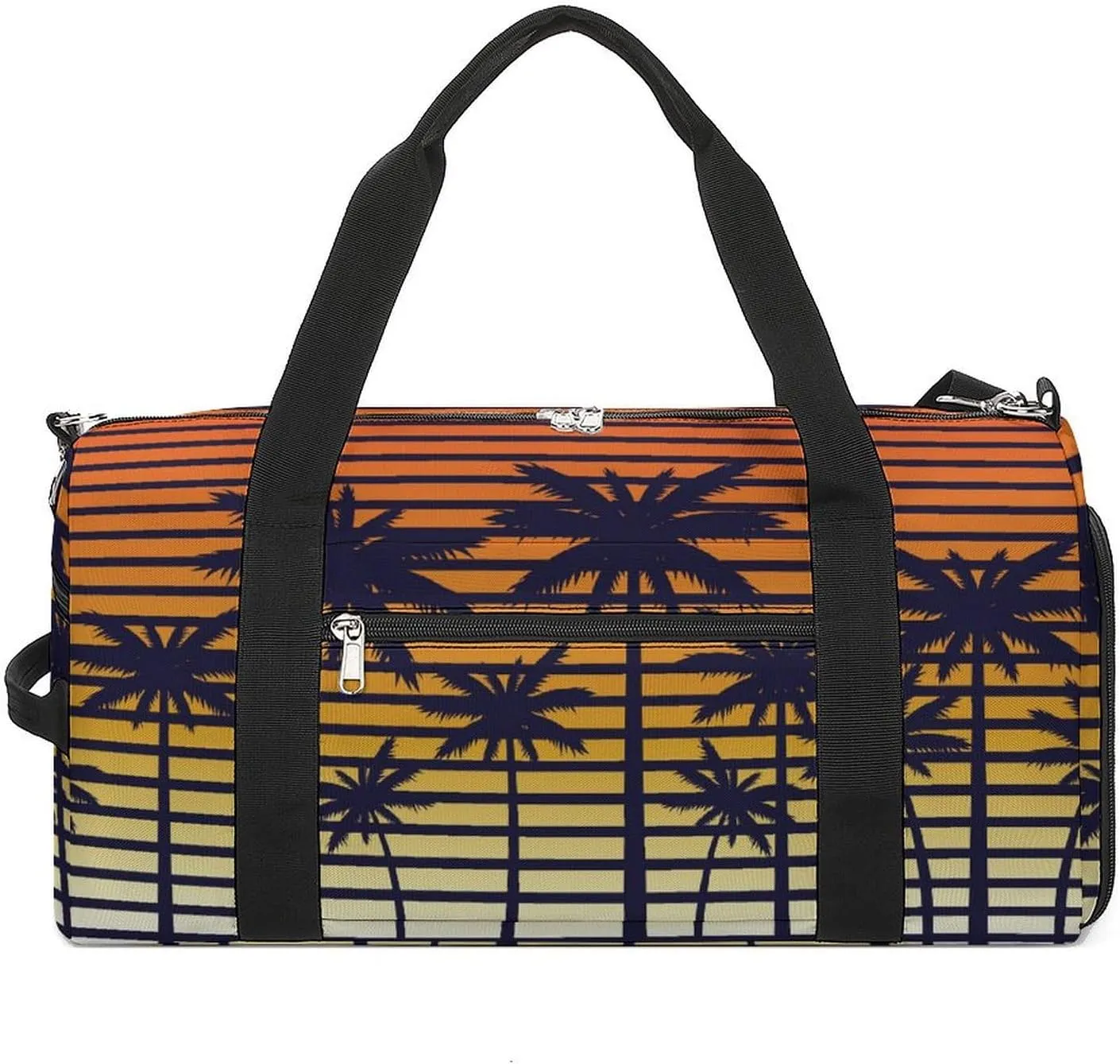 Gym Duffel Bag with Shoe Compartment Wet Pocket, Palms Trees Travel Bag for Men Women