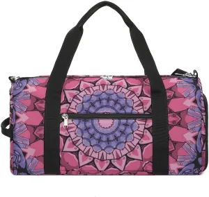 Gym Duffel Bag with Shoe Compartment Wet Pocket, Tile Mehndi Ethnic Travel Bag for Men Women, style-4