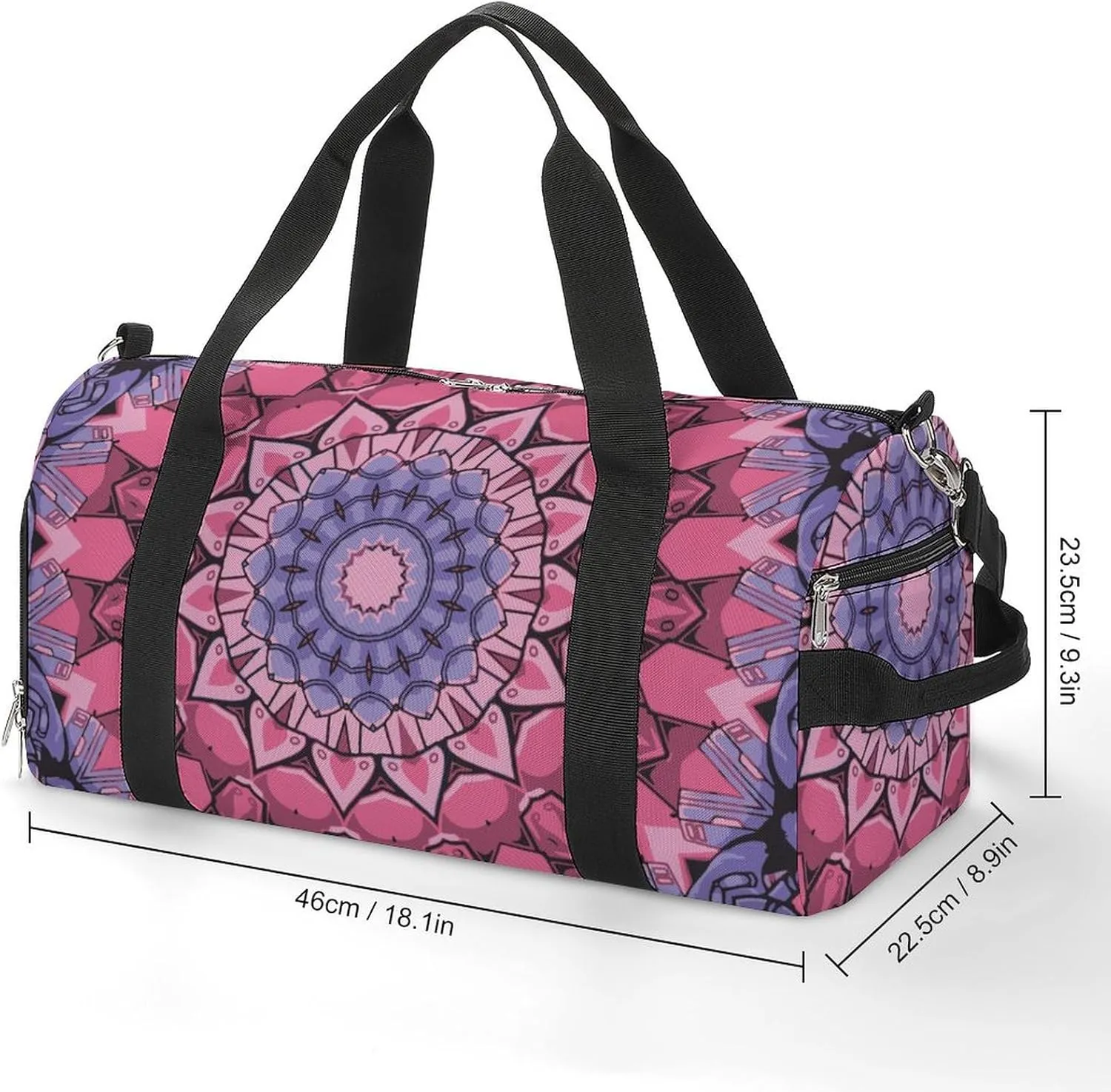 Gym Duffel Bag with Shoe Compartment Wet Pocket, Tile Mehndi Ethnic Travel Bag for Men Women, style-4