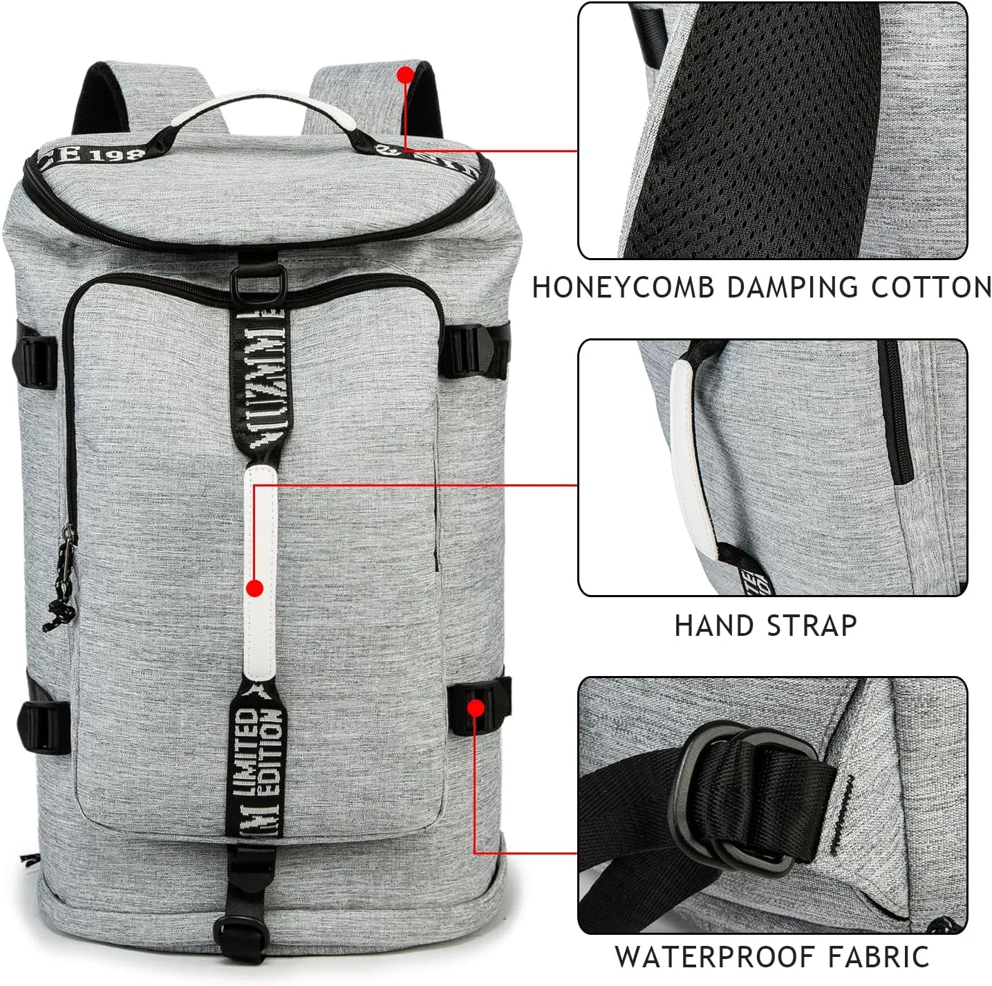 Gym Duffle Bag Waterproof black Laptop Backpack Suitable for Hiking, Fishing, Travel 40L Large Capacity Trendy Cool Lightweight Backpack for Men and Women