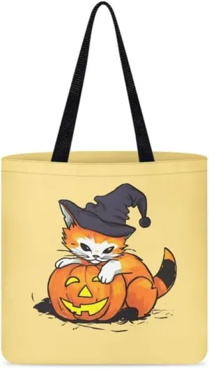 Halloween Pumpkin Reusable Canvas Tote Bag Bloodstained Bat College Cloth Book Bags Maple Leaf Grocery Shopping Bag