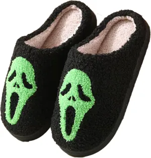 Halloween Slippers For Women Skull Cartoon Slippers For Couples, Indoor Home Slippers Men,Slip on Anti-Skid Sole