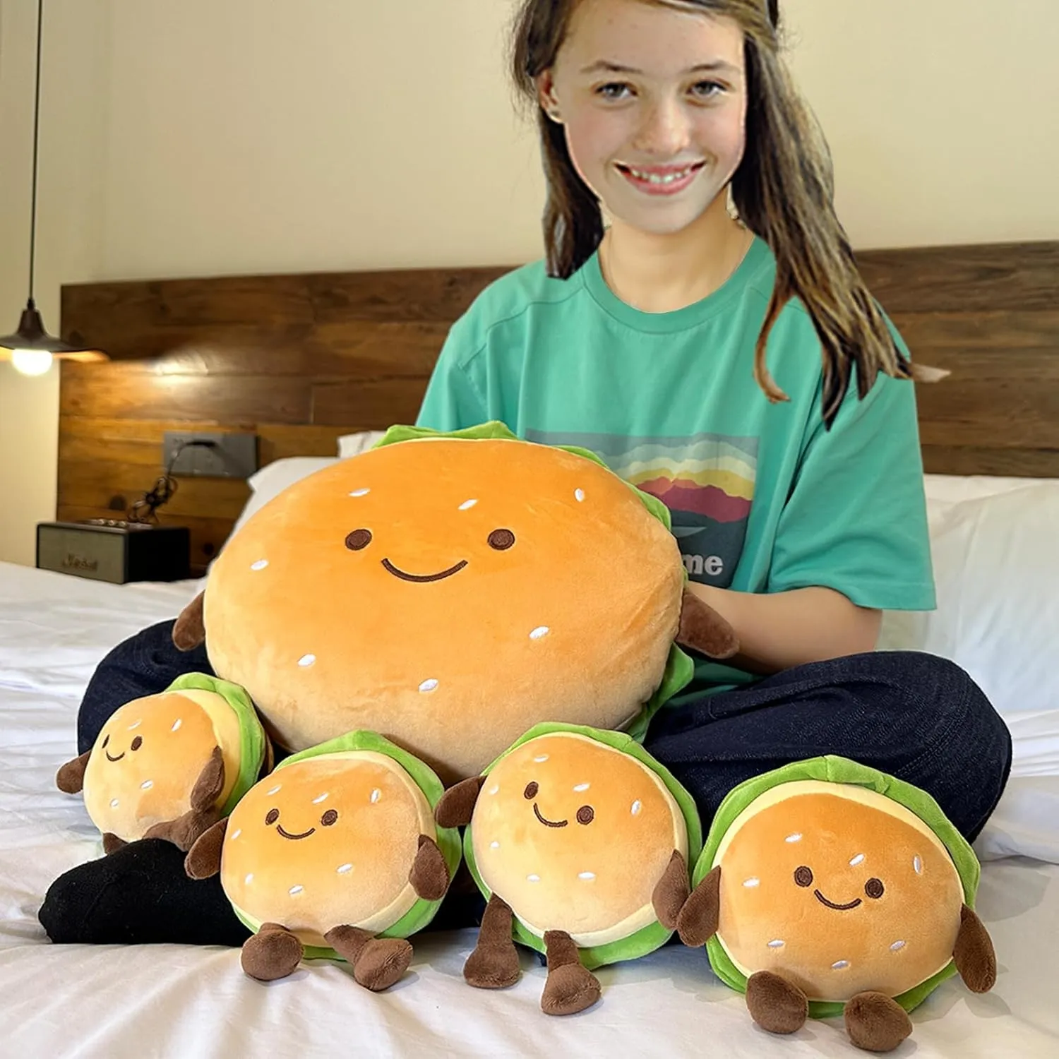 Hamburger Plush Toy - Hamburger Stuffed Toys - Cute Food Plush Pillow - Room Decor Holiday Birthday for Kids Boys Girls (6")
