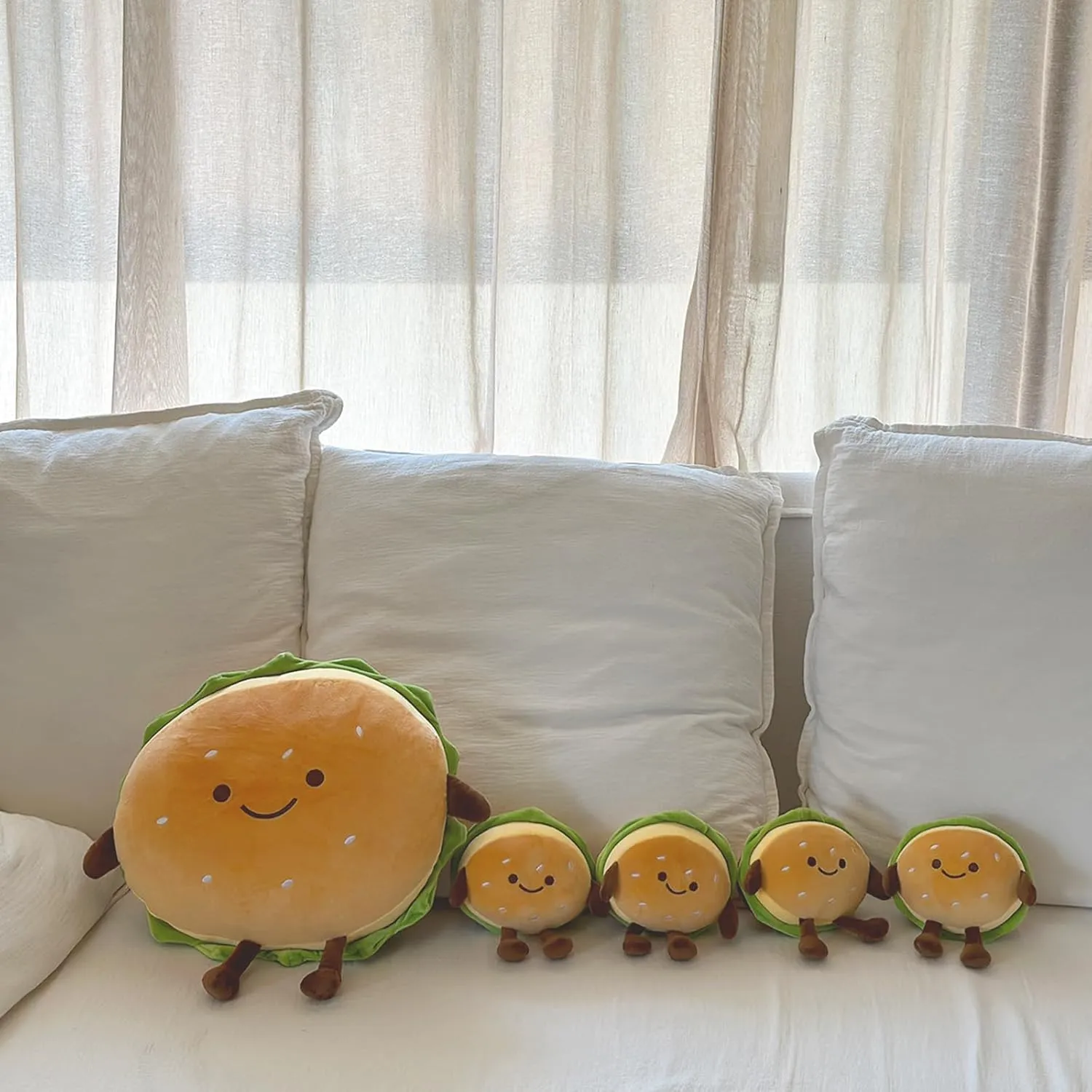 Hamburger Plush Toy - Hamburger Stuffed Toys - Cute Food Plush Pillow - Room Decor Holiday Birthday for Kids Boys Girls (6")