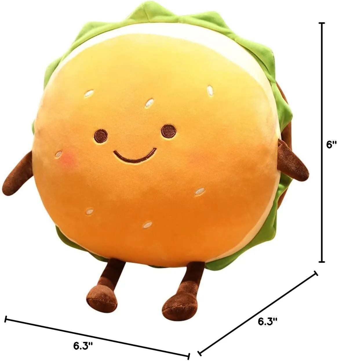 Hamburger Plush Toy - Hamburger Stuffed Toys - Cute Food Plush Pillow - Room Decor Holiday Birthday for Kids Boys Girls (6")
