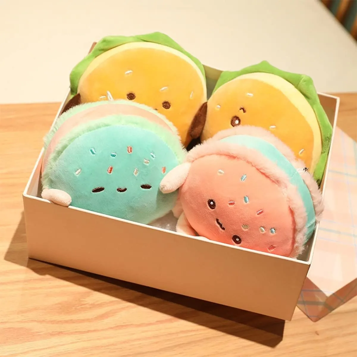 Hamburger Plush Toy - Hamburger Stuffed Toys - Cute Food Plush Pillow - Room Decor Holiday Birthday for Kids Boys Girls (6")