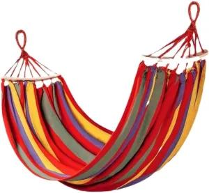 Hammock Hammock Outdoor Swing Adult Thickened Canvas Camping Leisure Single and Double Dormitory Hanging Chair Hammocks for Outside(Red,261 * 150cm)