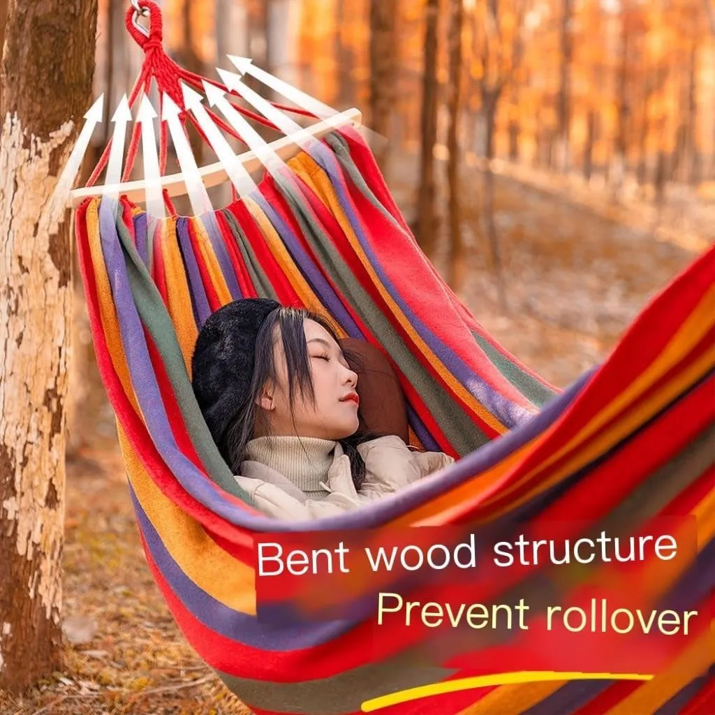 Hammock Hammock Outdoor Swing Adult Thickened Canvas Camping Leisure Single and Double Dormitory Hanging Chair Hammocks for Outside(Red,261 * 150cm)