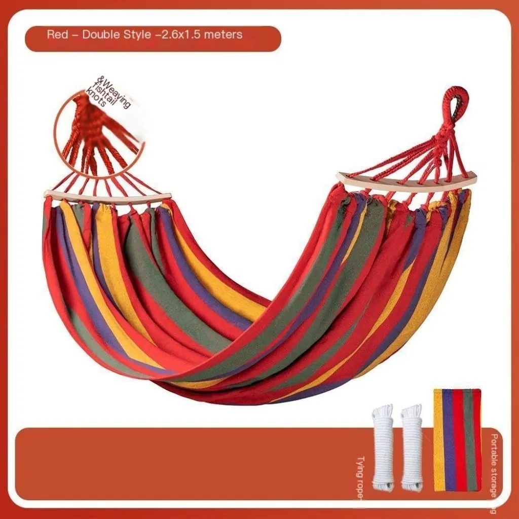 Hammock Hammock Outdoor Swing Adult Thickened Canvas Camping Leisure Single and Double Dormitory Hanging Chair Hammocks for Outside(Red,261 * 150cm)