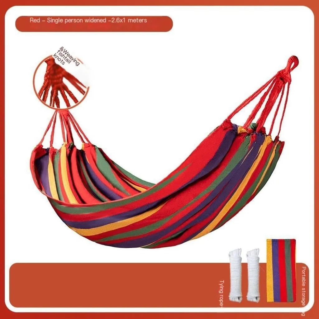 Hammock Hammock Outdoor Swing Adult Thickened Canvas Camping Leisure Single and Double Dormitory Hanging Chair Hammocks for Outside(Red,261 * 150cm)