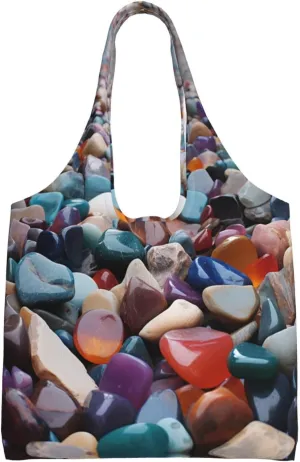 Handbag Beach Bag Canvas Tote Bag Reusable Colorful Cobbles Printed Grocery Bags Shoulder Bags