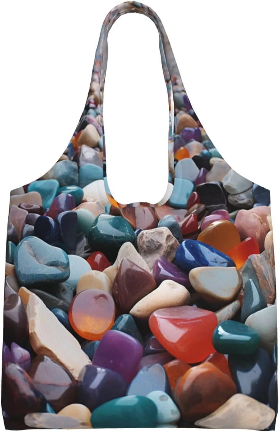 Handbag Beach Bag Canvas Tote Bag Reusable Colorful Cobbles Printed Grocery Bags Shoulder Bags